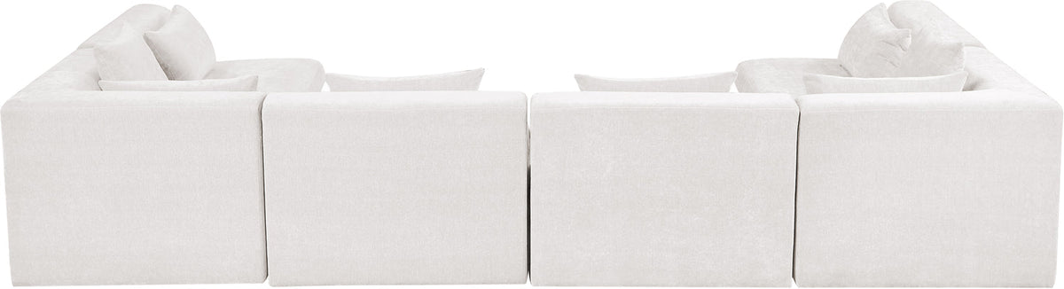 Stellar 152in Cream Chenille Fabric Upholstered 6 Piece Modular Sectional Sofa