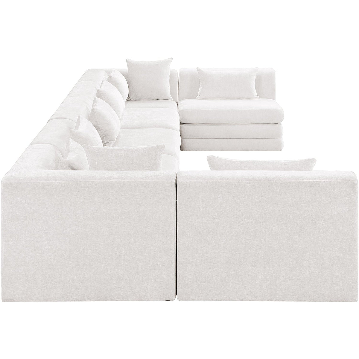 Stellar 190in Cream Chenille Fabric Upholstered 7 Piece Modular Sectional Sofa