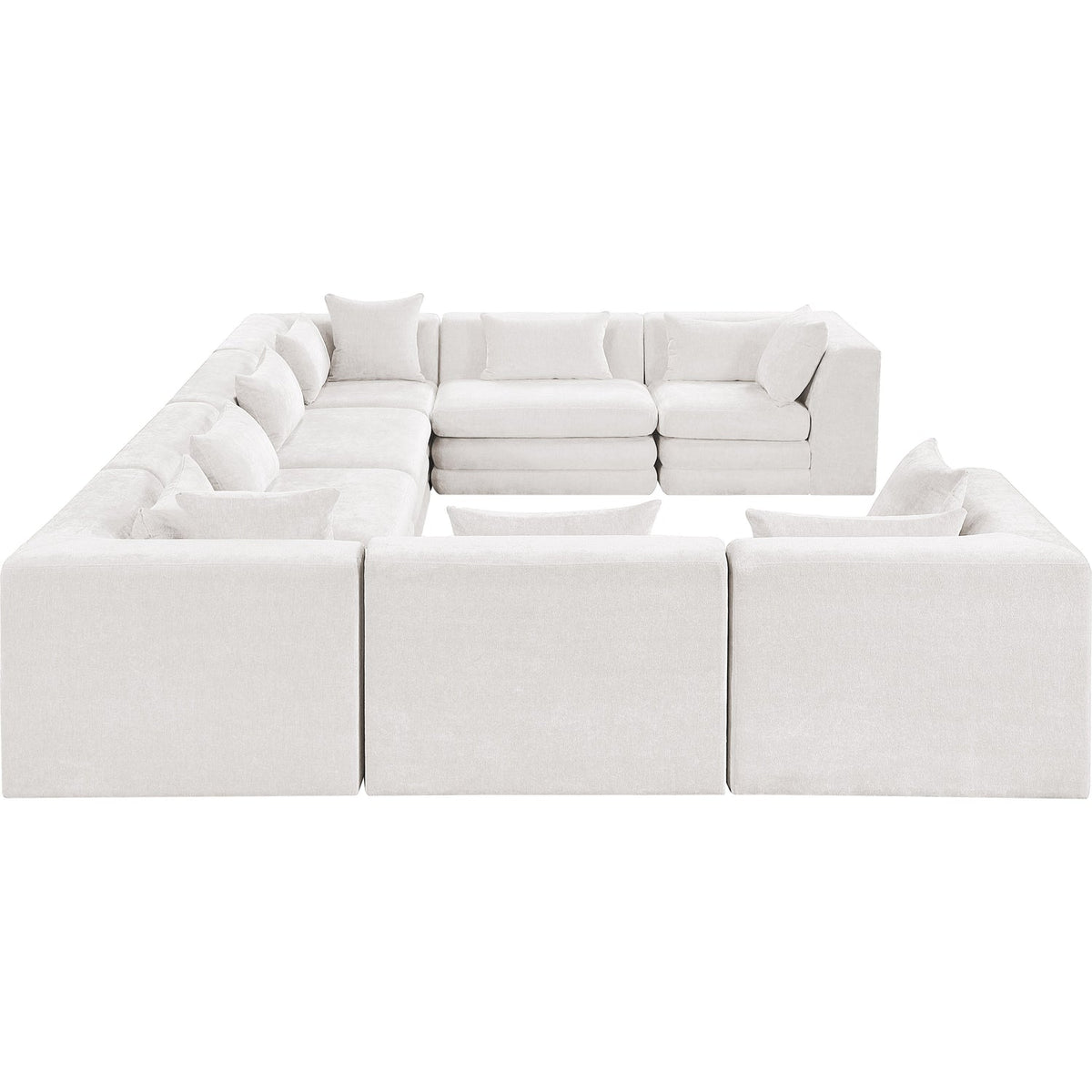 Stellar 152in Cream Chenille Fabric Upholstered 8 Piece Modular Sectional Sofa