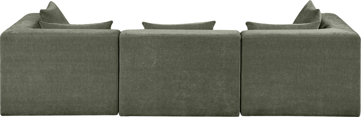 Stellar 114in Green Chenille Fabric Upholstered 3 Piece Modular Sofa