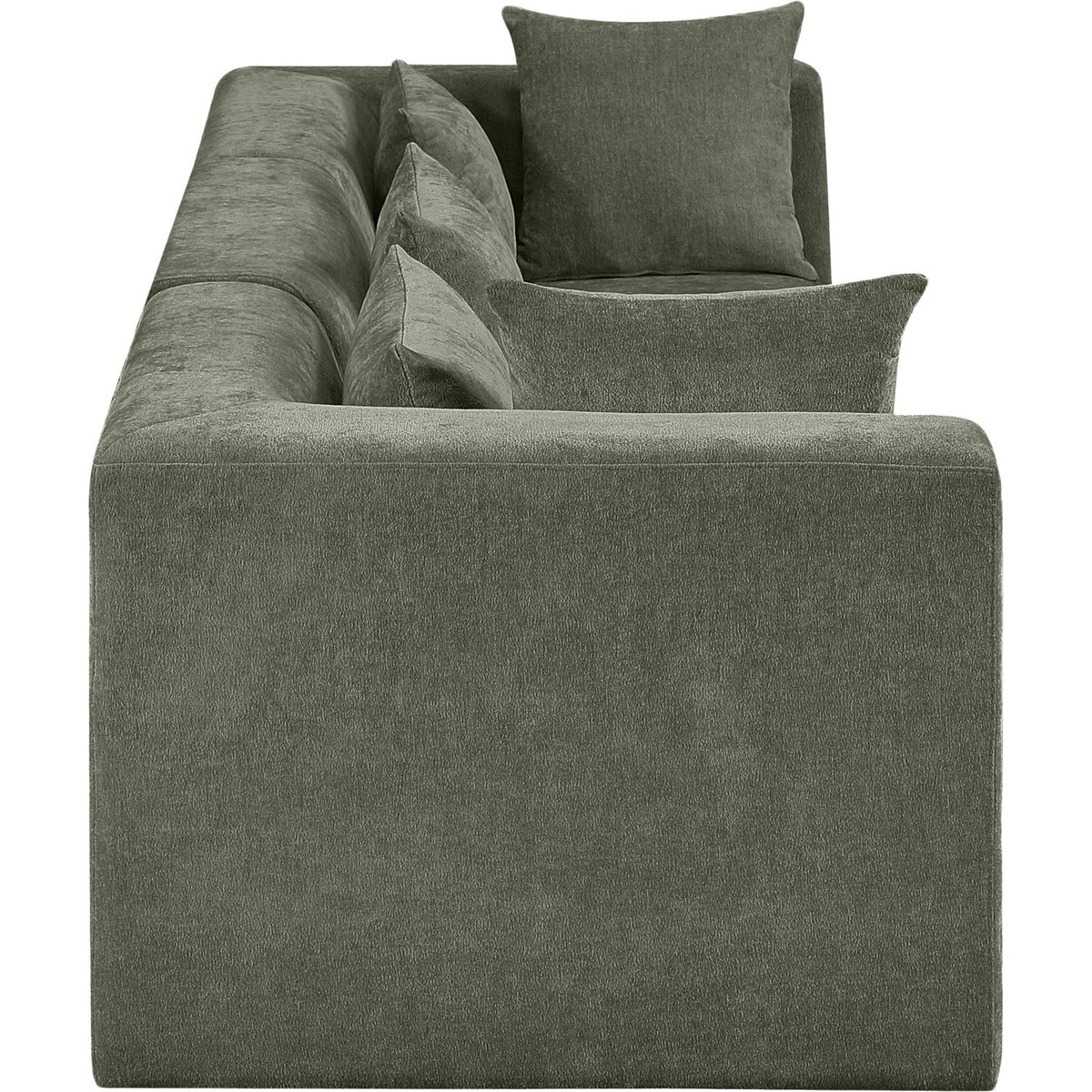 Stellar 114in Green Chenille Fabric Upholstered 3 Piece Modular Sofa