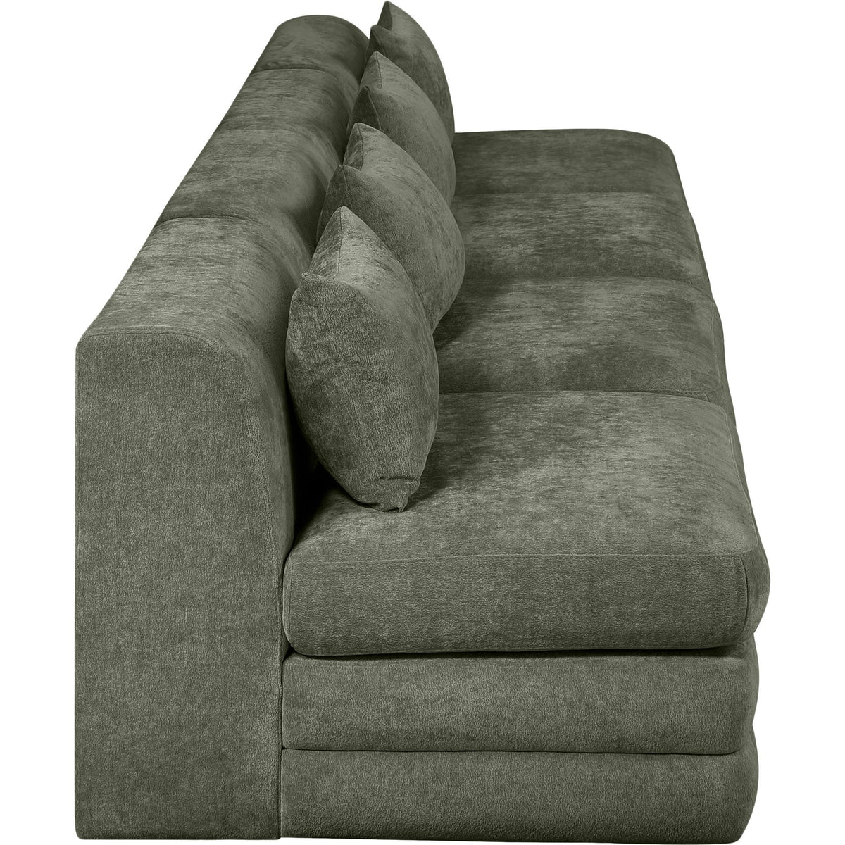 Stellar 152in Green Chenille Fabric Upholstered 4 Piece Modular Sofa