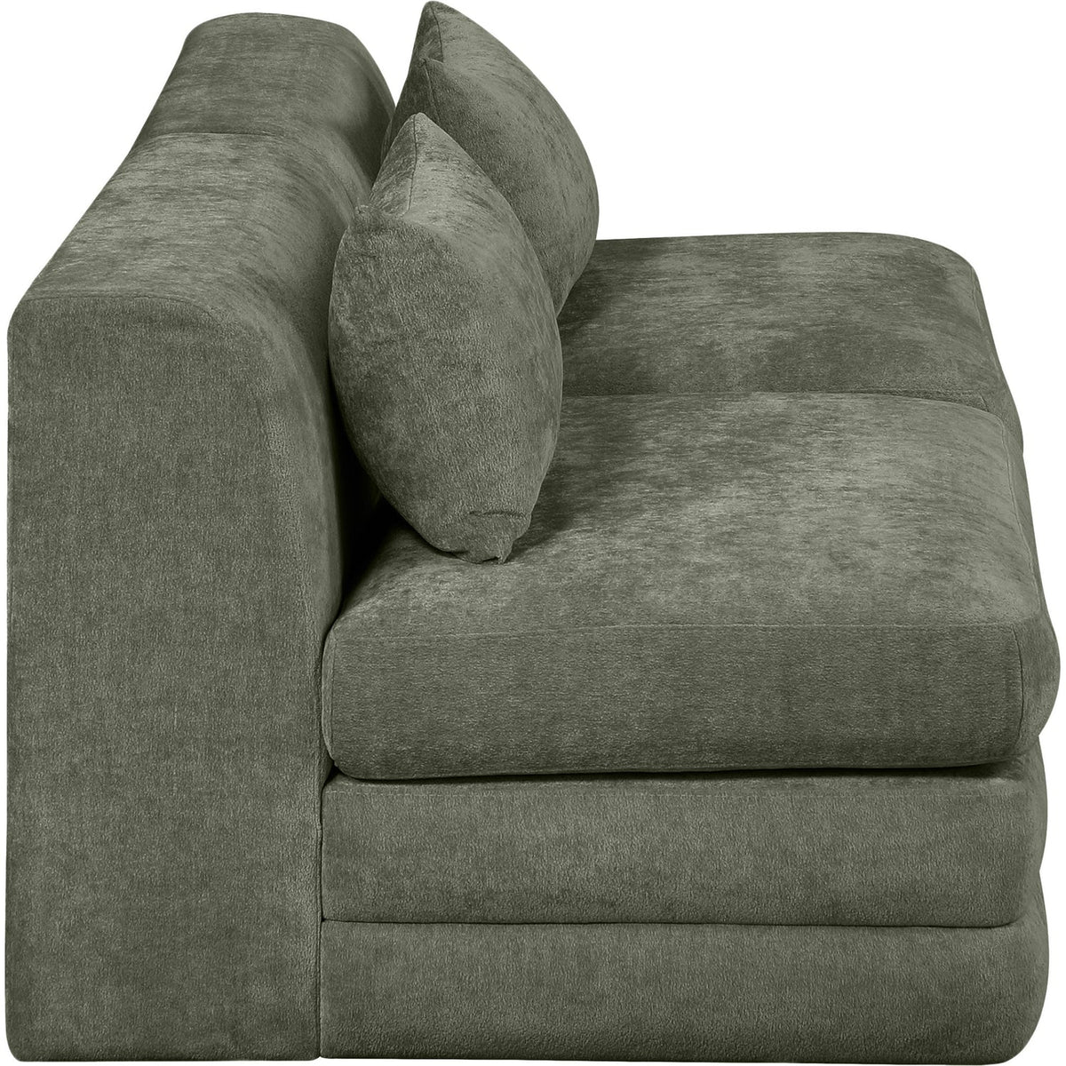 Stellar 76in Green Chenille Fabric Upholstered 2 Piece Modular Sofa