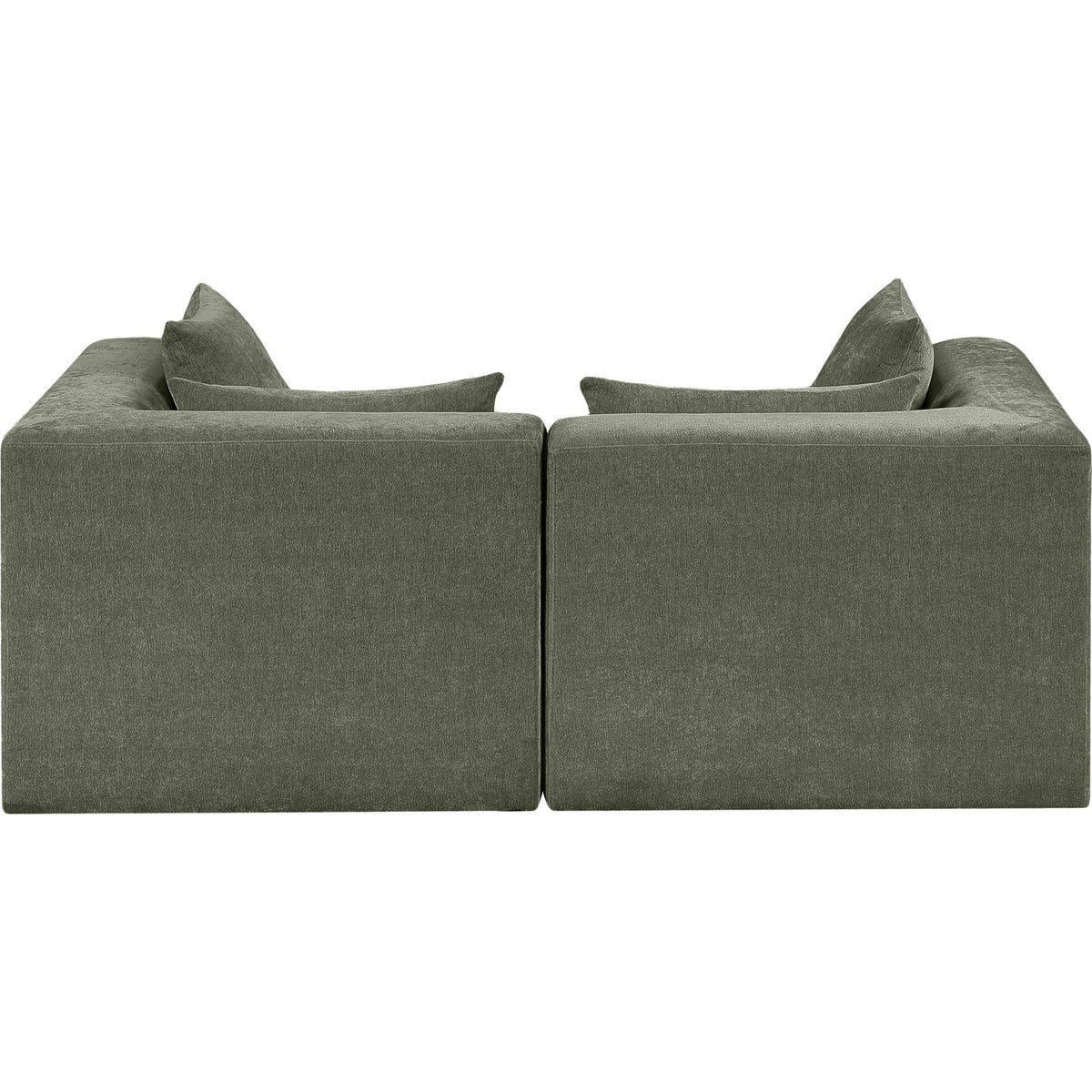 Stellar 76in Green Chenille Fabric Upholstered 2 Piece Modular Sofa