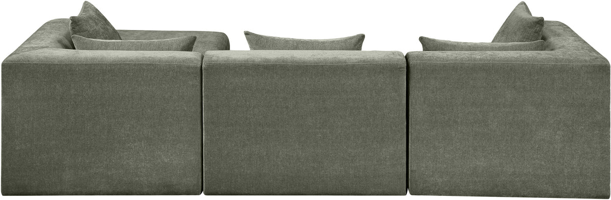 Stellar 114in Green Chenille Fabric Upholstered 4 Piece Modular Sectional Sofa