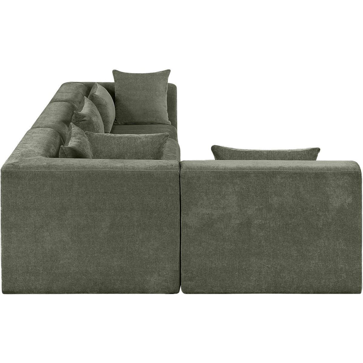 Stellar 114in Green Chenille Fabric Upholstered 4 Piece Modular Sectional Sofa