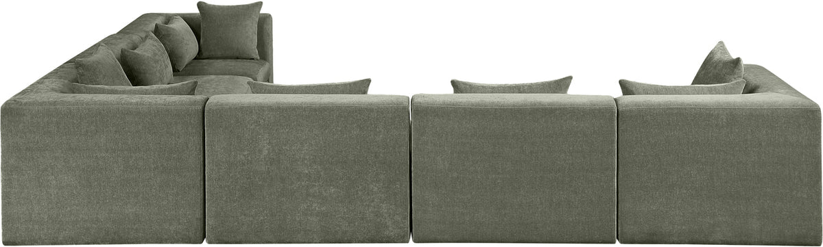 Stellar 152in Green Chenille Fabric Upholstered 6 Piece Modular Sectional Sofa