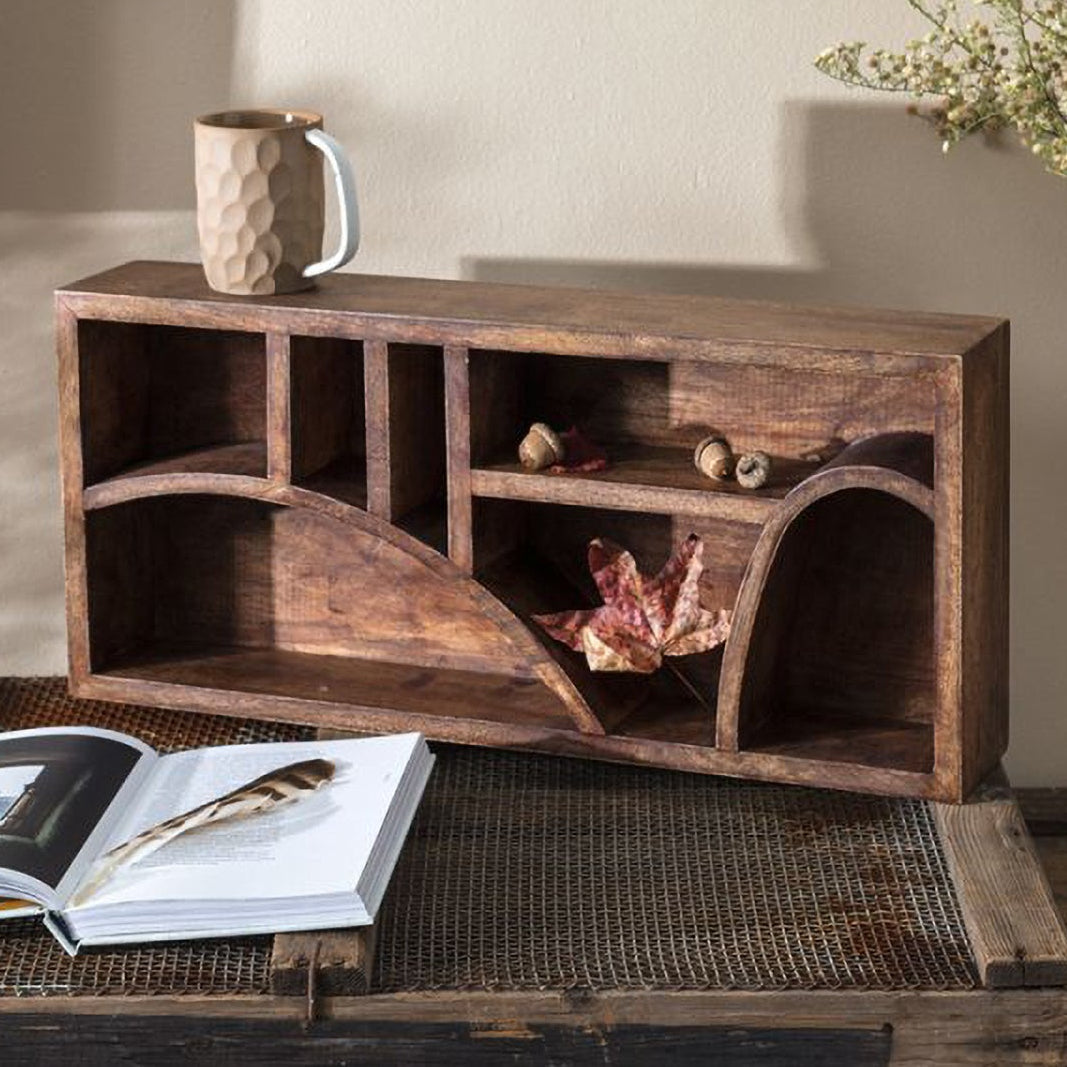 McClain Wall Shelf brown wall shelf, three-quarter angle