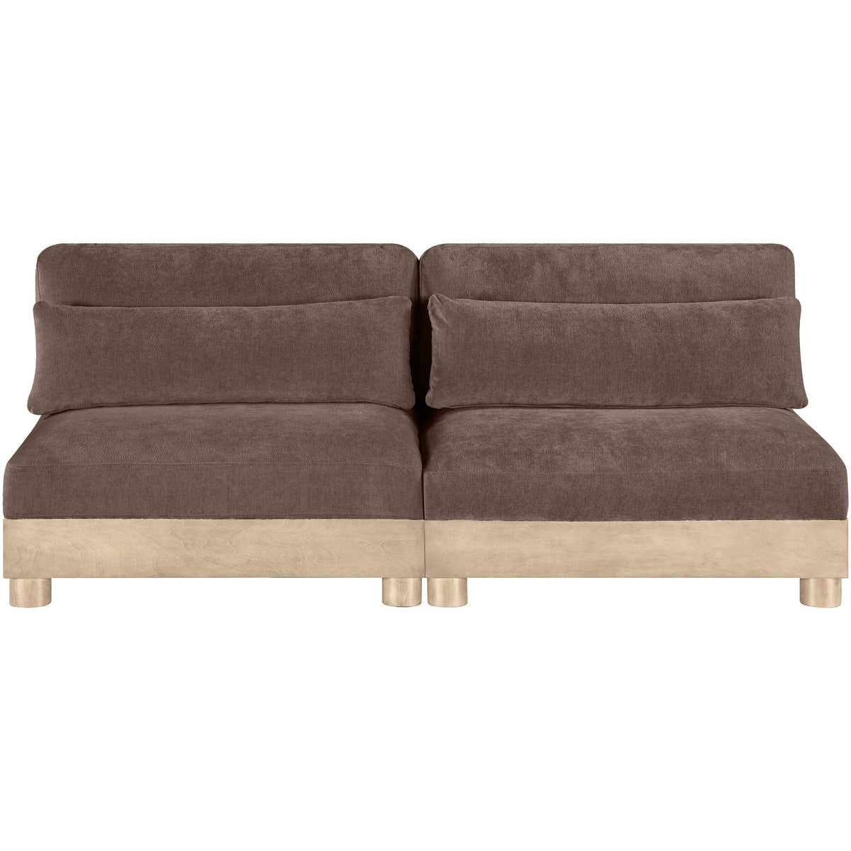 Turin 80in Brown Chenille Fabric Upholstered 2 Piece Modular Sofa