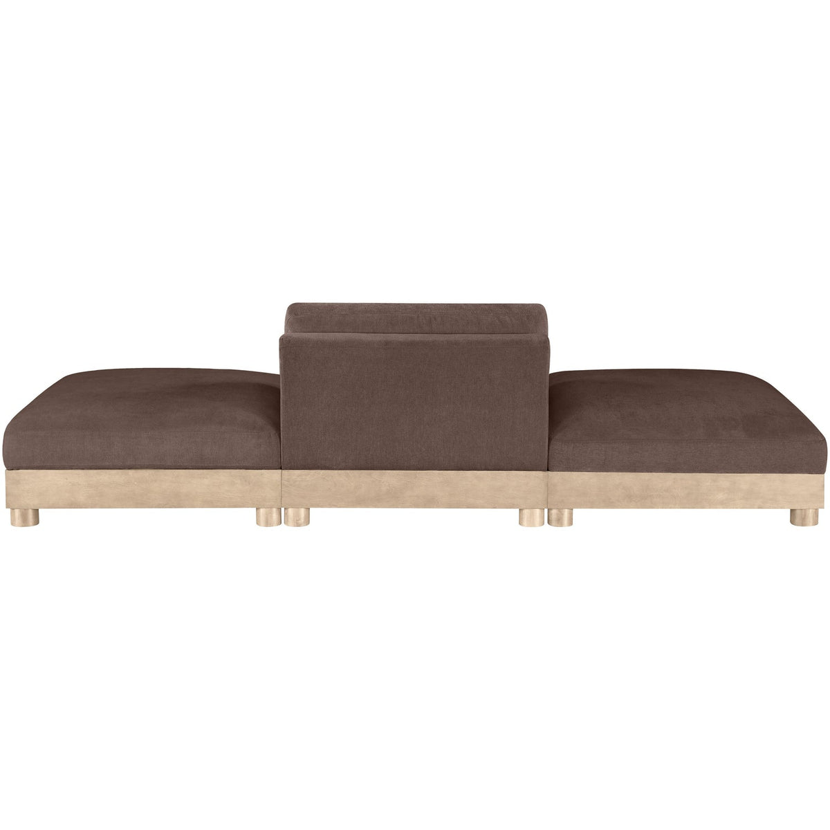 Turin 120in Brown Chenille Fabric Upholstered 3 Piece Modular Sofa