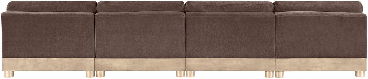 Turin 16 0in Brown Chenille Fabric Upholstered 4 Piece. Modular Sofa