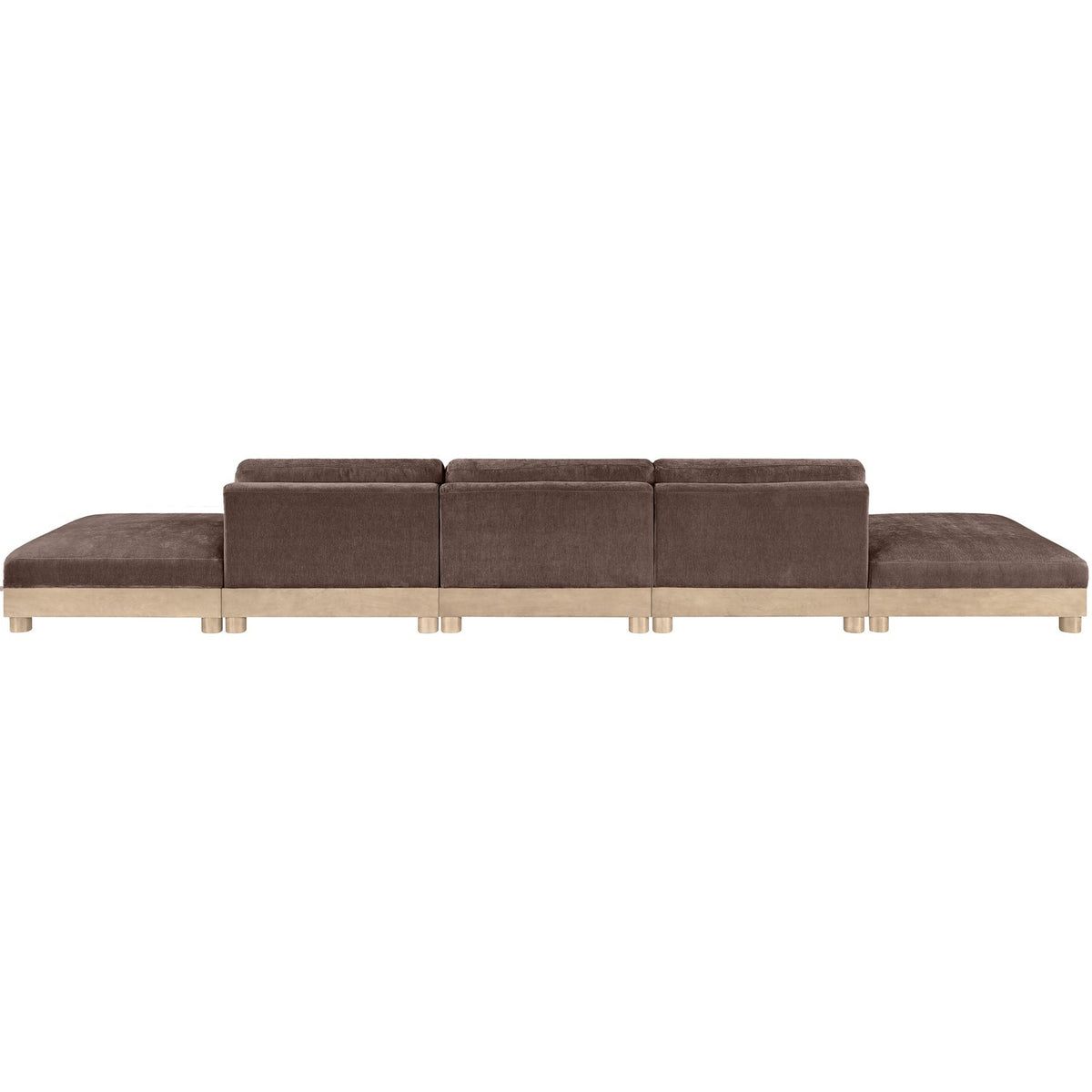 Turin 200in Brown Chenille Fabric Upholstered 5 Piece Modular Sofa