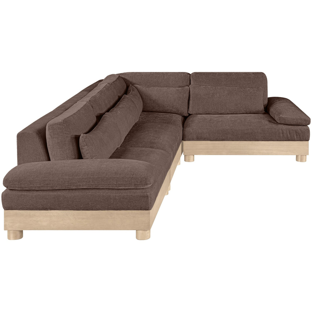 Turin 127.75in Brown Chenille Fabric Upholstered 4 Piece Modular Sectional Sofa