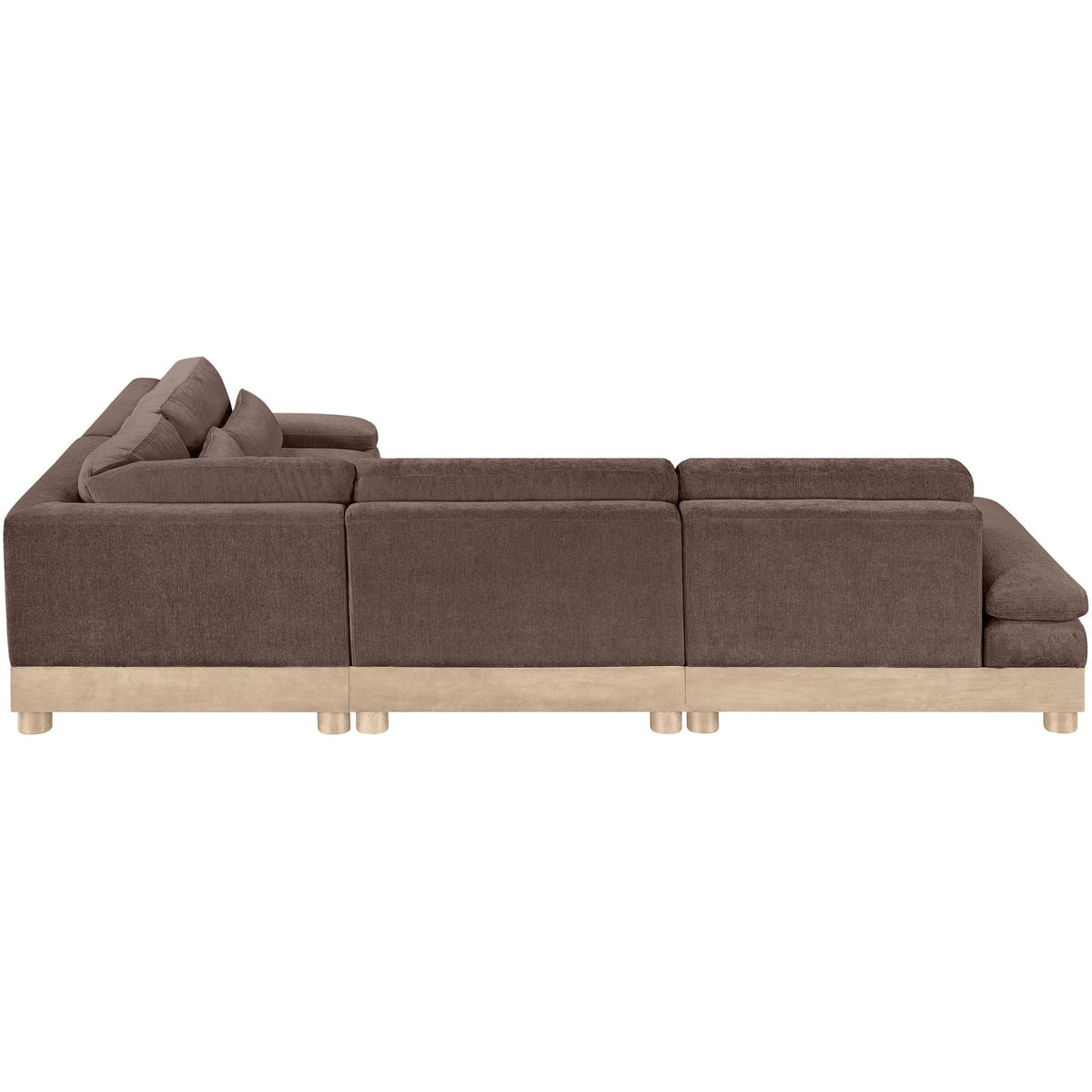 Turin 127.75in Brown Chenille Fabric Upholstered 4 Piece Modular Sectional Sofa
