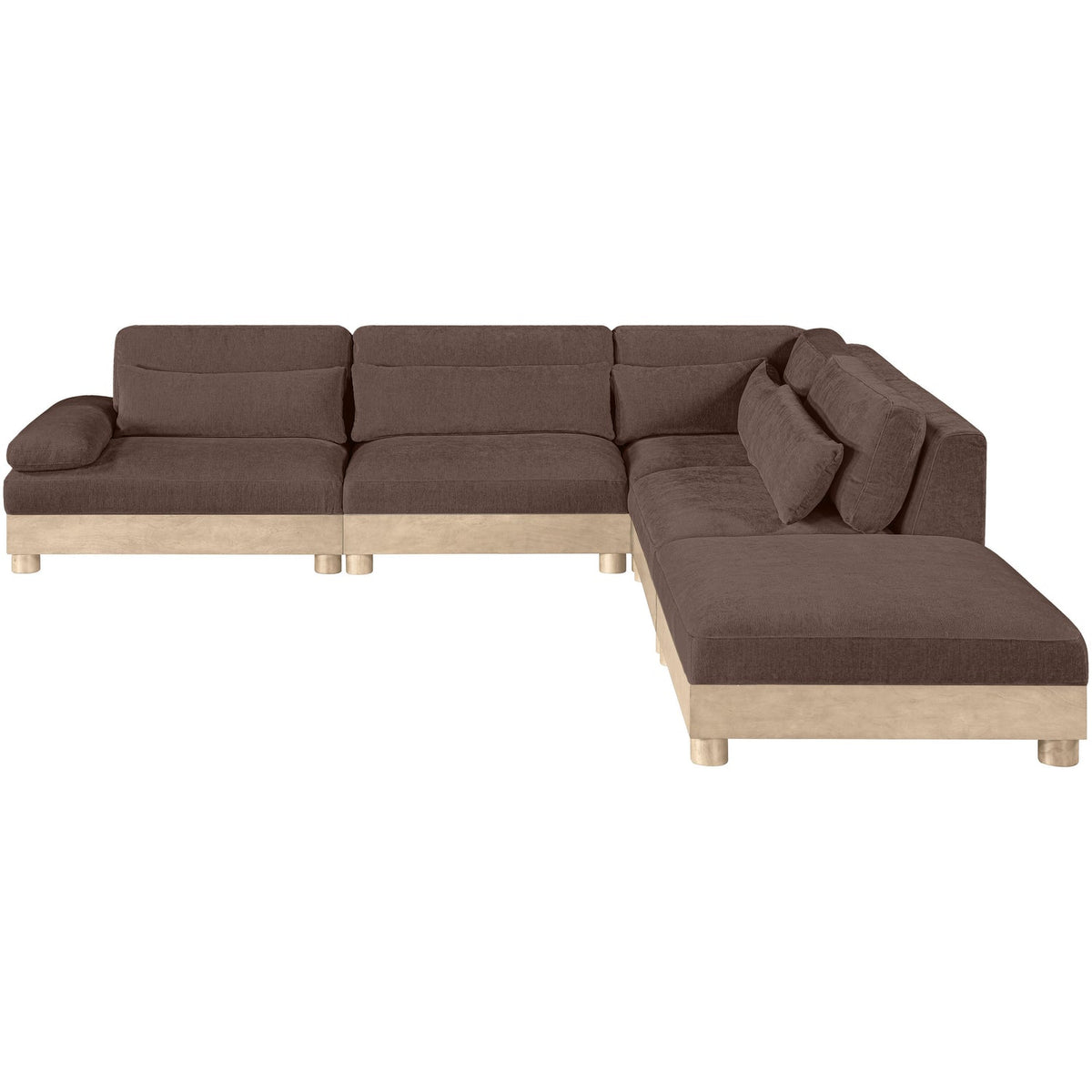 Turin 120in Brown Chenille Fabric Upholstered 5 Piece Modular Sectional Sofa