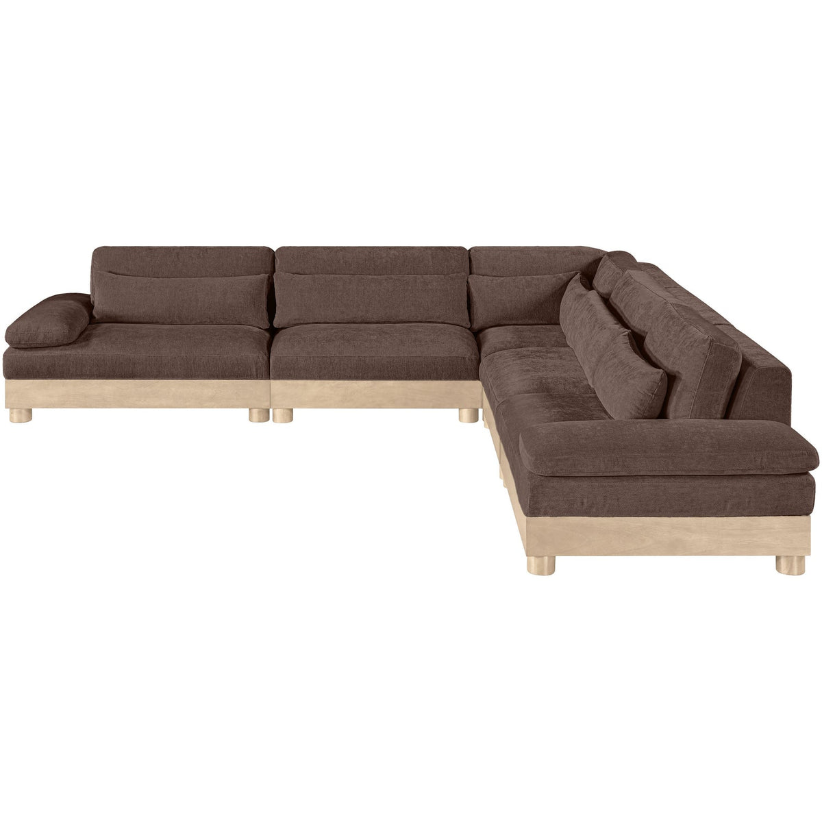 Turin 127.75in Brown Chenille Fabric Upholstered 5 Piece Modular Sectional Sofa