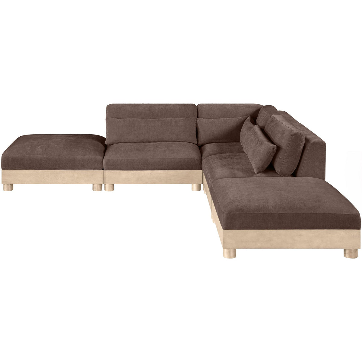 Turin 120in Brown Chenille Fabric Upholstered 5 Piece Modular Sectional Sofa