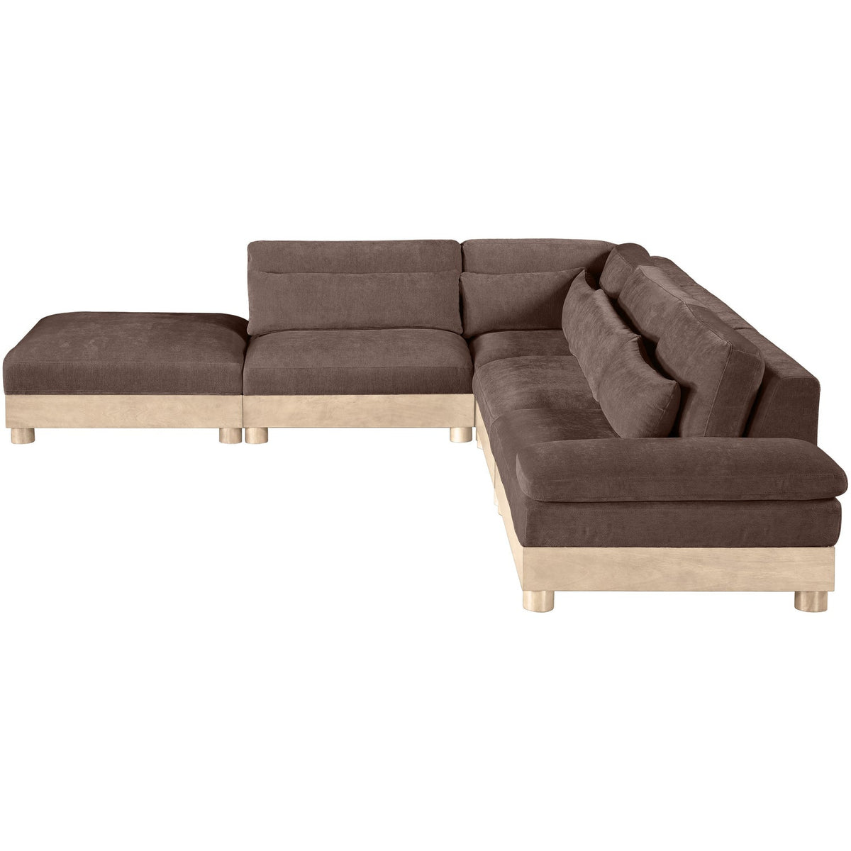 Turin 127.75in Brown Chenille Fabric Upholstered 5 Piece Modular Sectional Sofa