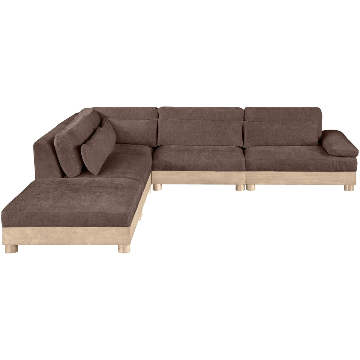 Turin 127.75in Brown Chenille Fabric Upholstered 5 Piece Modular Sectional Sofa