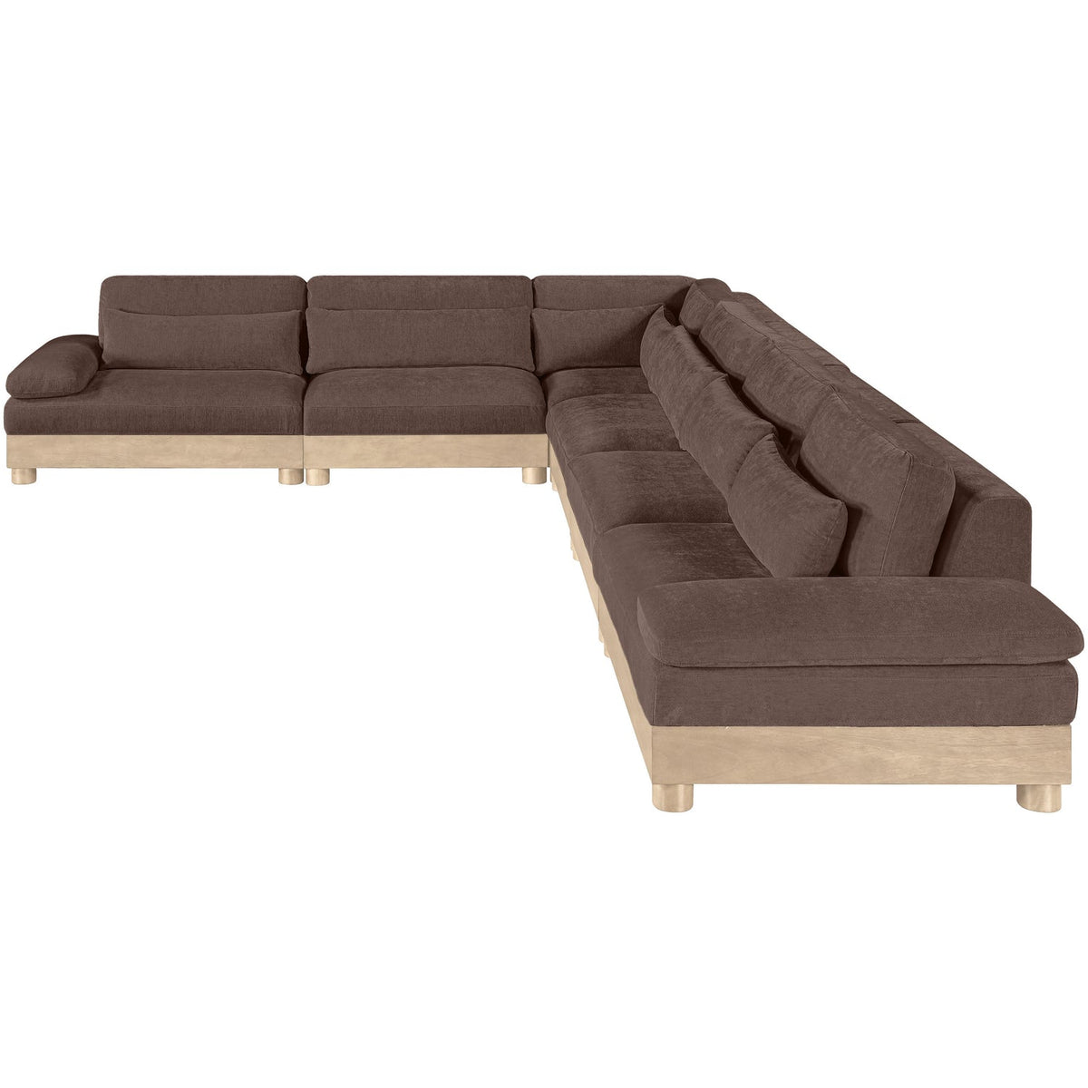 Turin 167.75in Brown Chenille Fabric Upholstered 6 Piece Modular Sectional Sofa