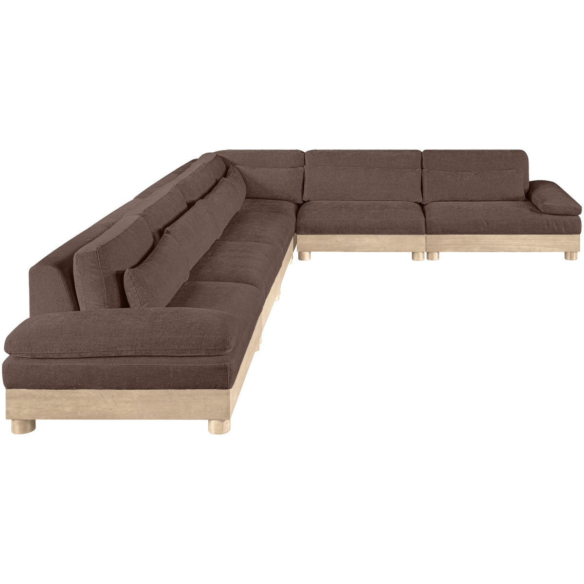 Turin 167.75in Brown Chenille Fabric Upholstered 6 Piece Modular Sectional Sofa