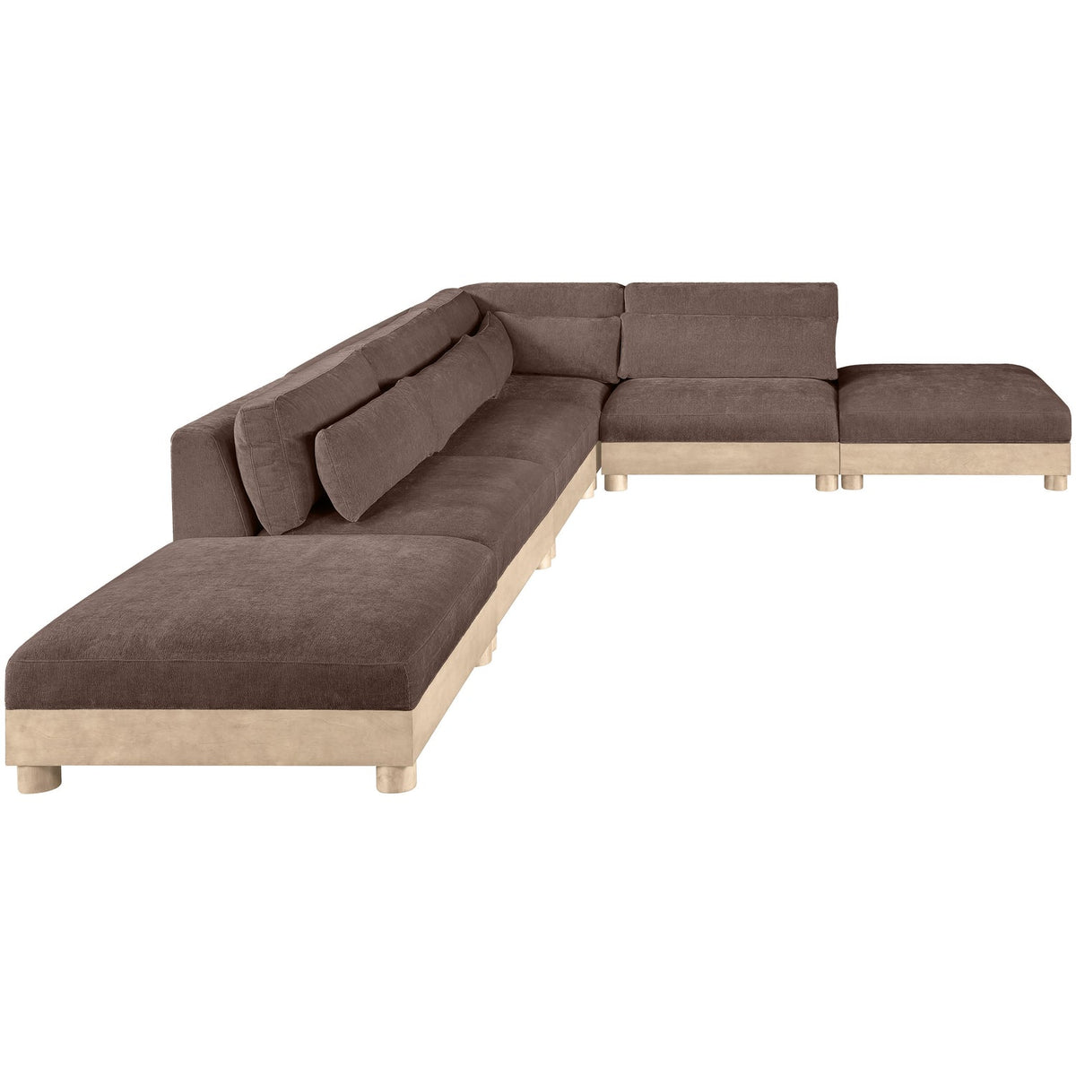 Turin 160in Brown Chenille Fabric Upholstered 6 Piece Modular Sectional Sofa