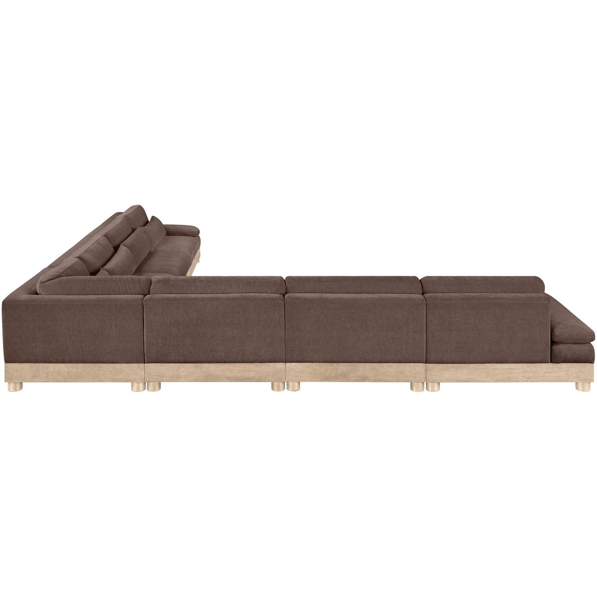 Turin 167.75in Brown Chenille Fabric Upholstered 7 Piece Modular Sectional Sofa