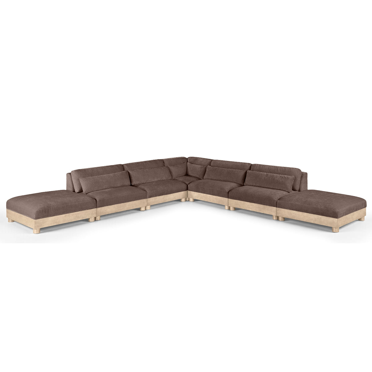 Turin 160" Brown Chenille Fabric Upholstered 7pc. Modular Sectional in brown chenille, primary product view