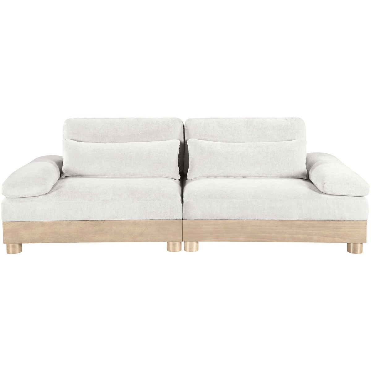 Turin 95.5in Cream Chenille Fabric Upholstered 2 Piece Modular Sofa