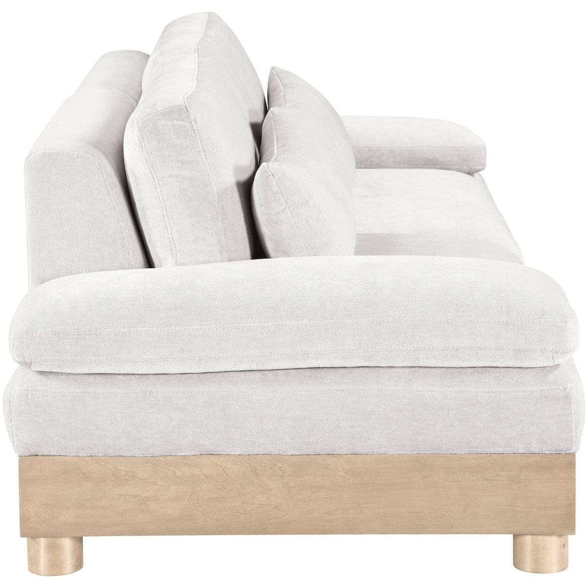 Turin 95.5in Cream Chenille Fabric Upholstered 2 Piece Modular Sofa