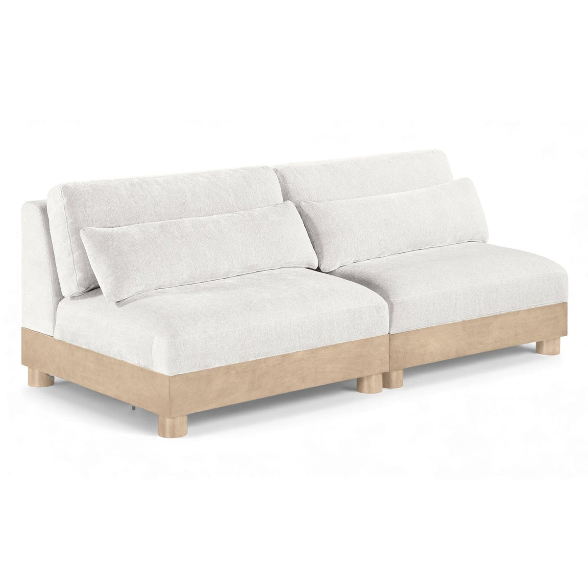 Turin 80" Cream Chenille Fabric Upholstered 2pc. Modular Sofa in cream chenille with natural finish, primary product view