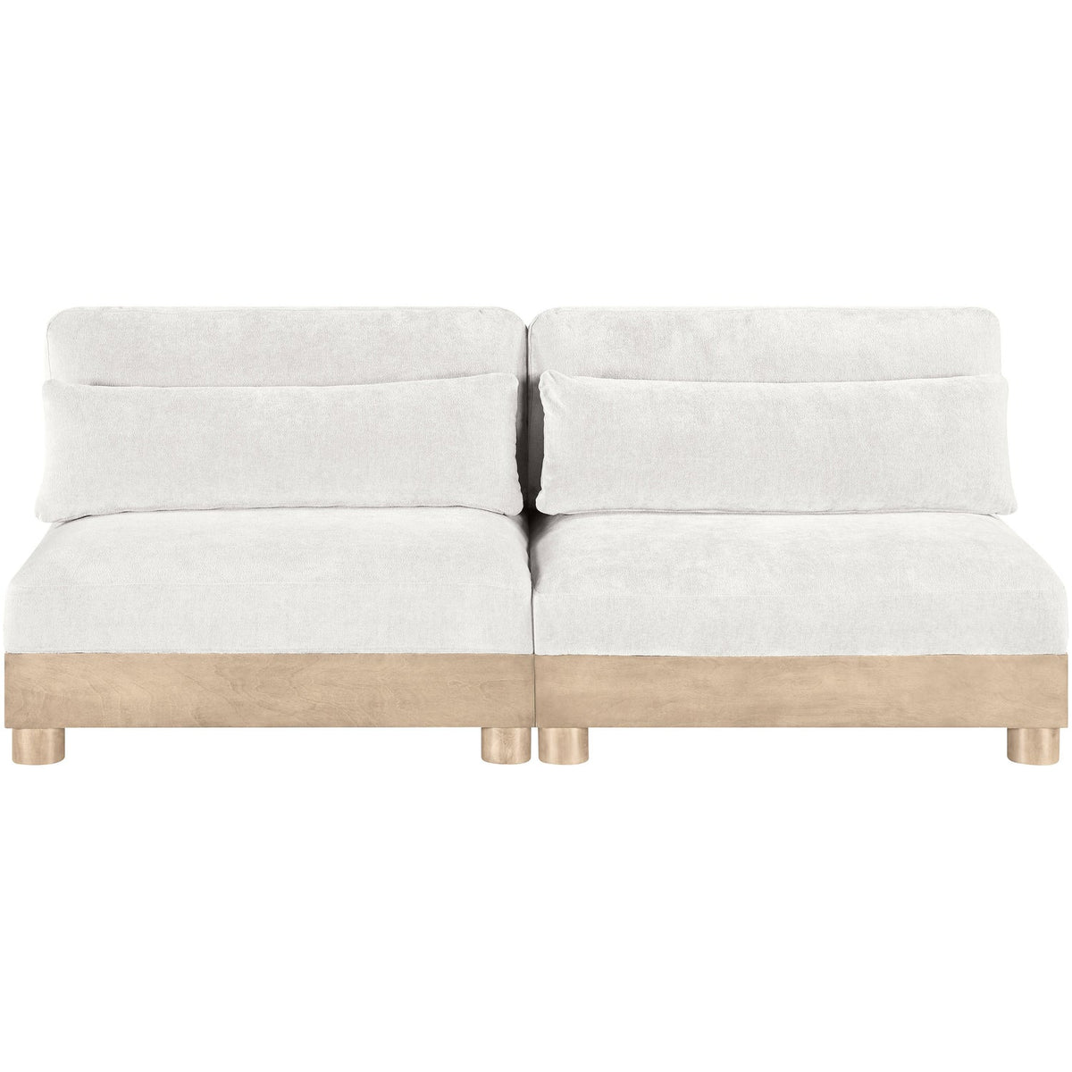 Turin 80in Cream Chenille Fabric Upholstered 2 Piece Modular Sofa