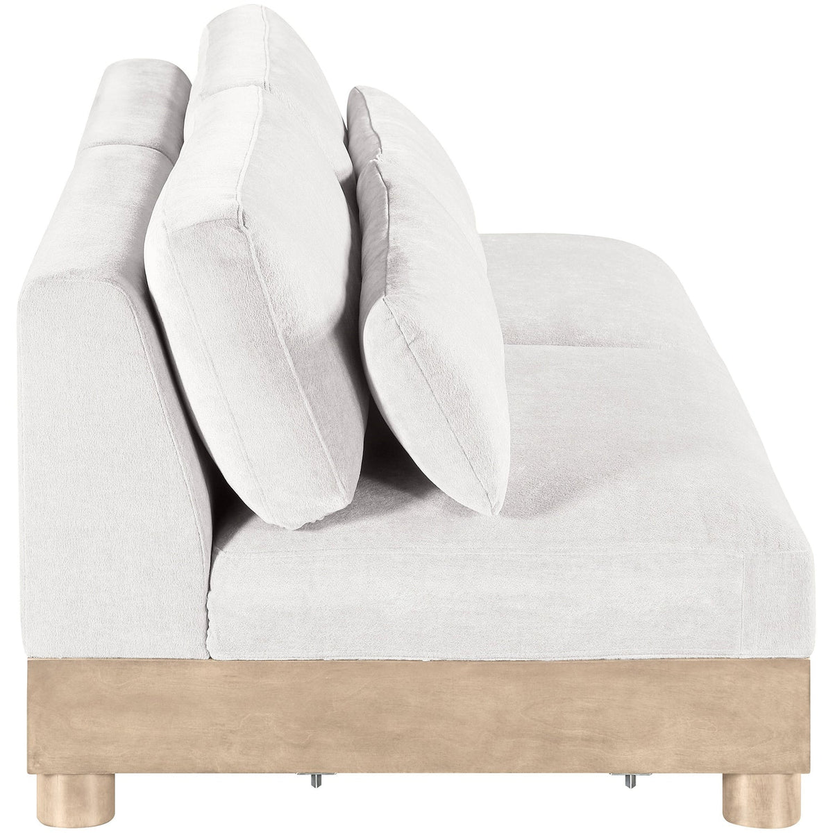 Turin 80in Cream Chenille Fabric Upholstered 2 Piece Modular Sofa
