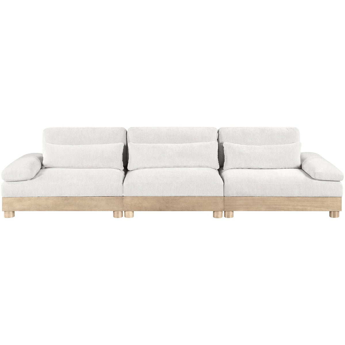 Turin 13 5 .5in Cream Chenille Fabric Upholstered 3 Piece. Modular Sofa