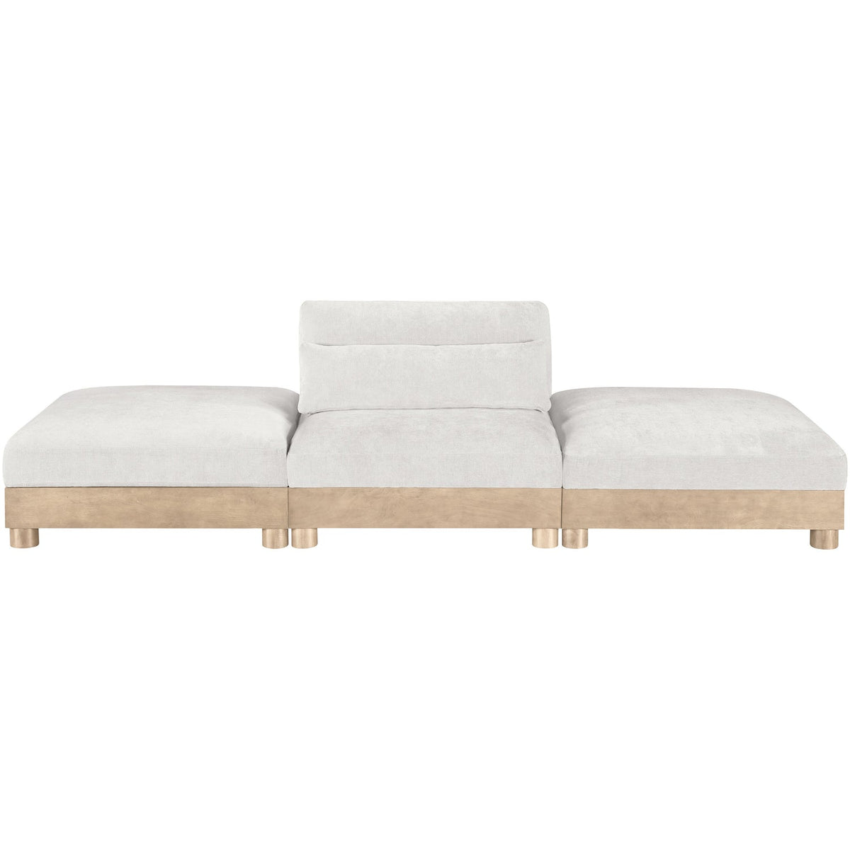 Turin 120in Cream Chenille Fabric Upholstered 3 Piece Modular Sofa