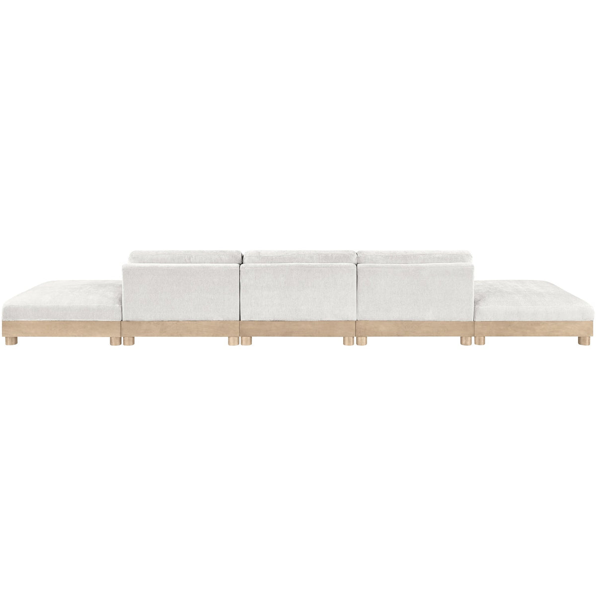 Turin 200in Cream Chenille Fabric Upholstered 5 Piece Modular Sofa