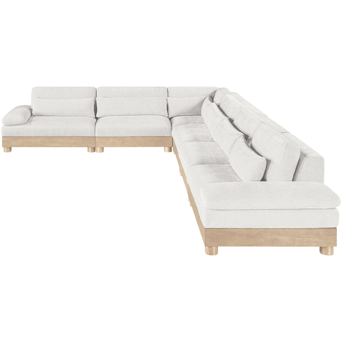 Turin 167.75in Cream Chenille Fabric Upholstered 6 Piece Modular Sectional Sofa