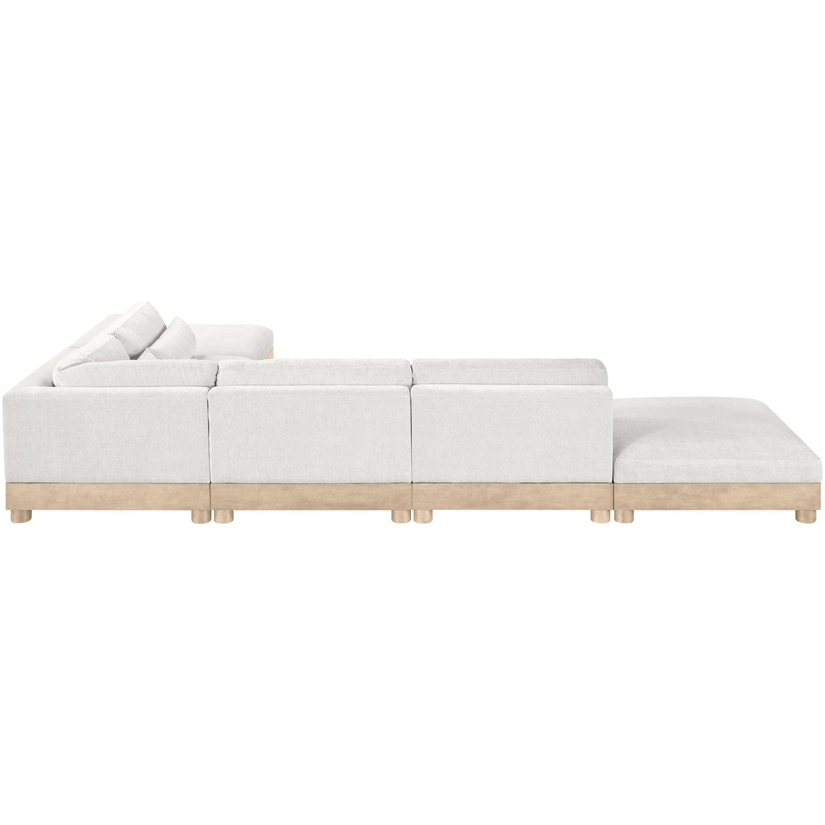 Turin 160in Cream Chenille Fabric Upholstered 6 Piece Modular Sectional Sofa