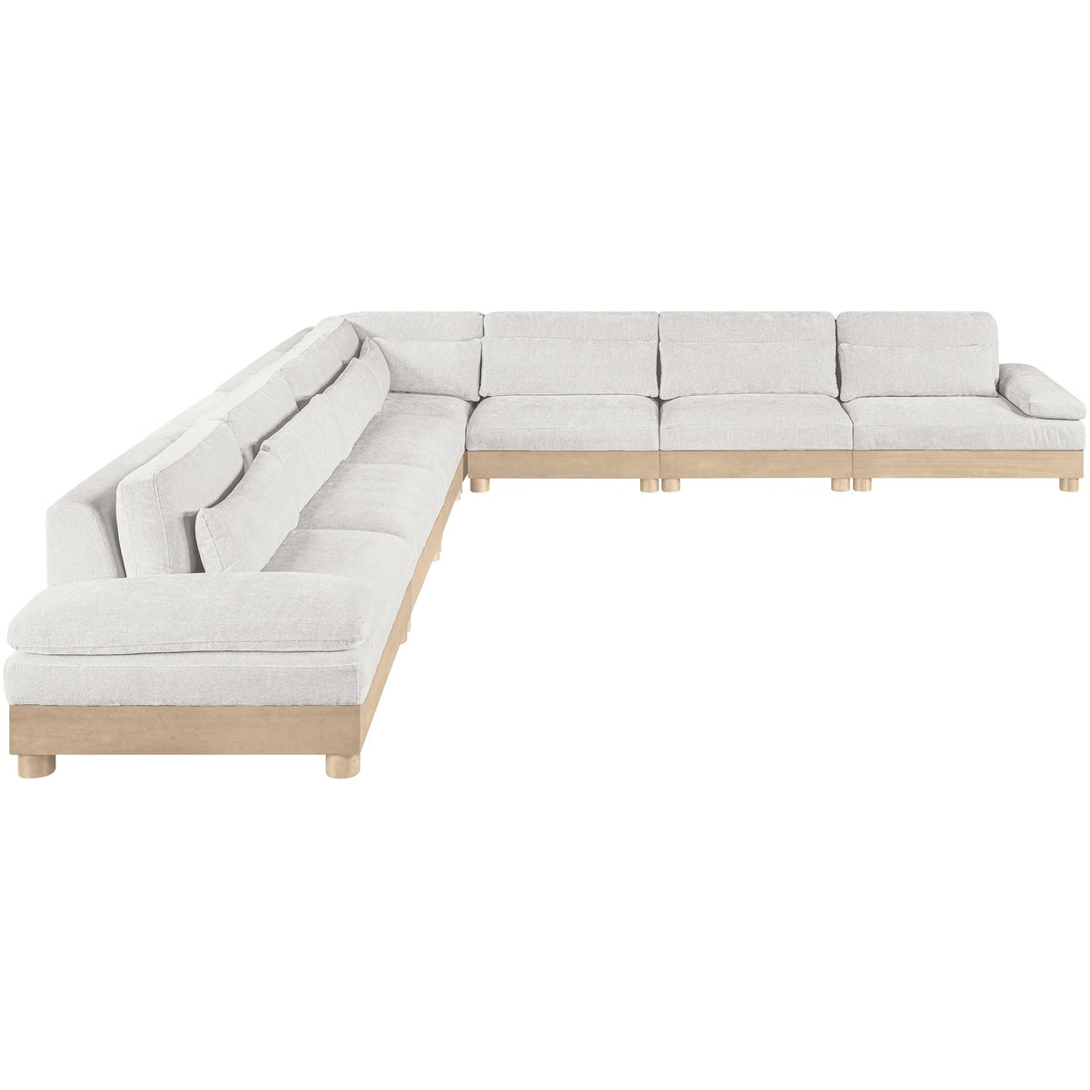Turin 167.75in Cream Chenille Fabric Upholstered 7 Piece Modular Sectional Sofa