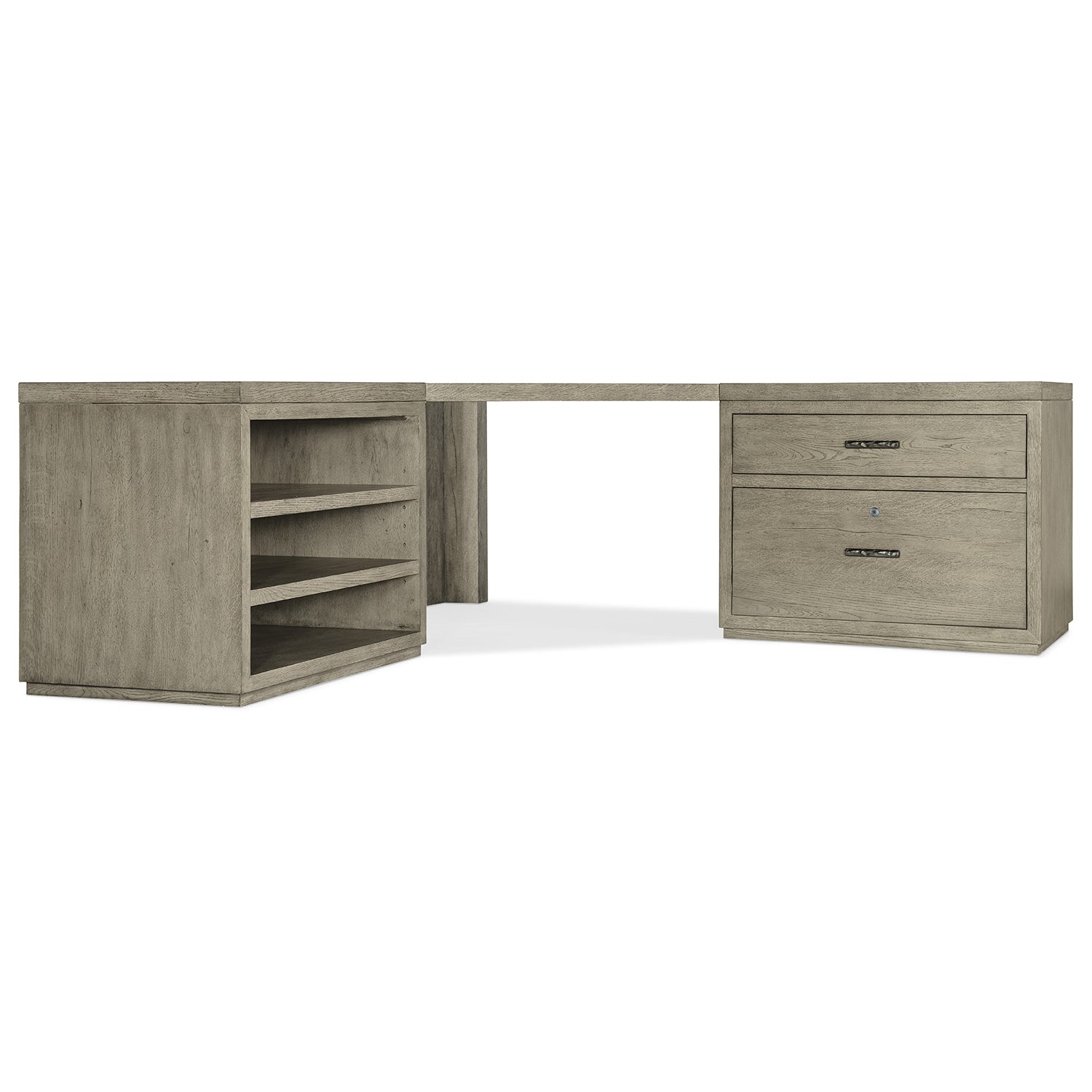 Hooker Furniture Linville Falls Corner Desk with Lateral File and Open Desk Cabinet