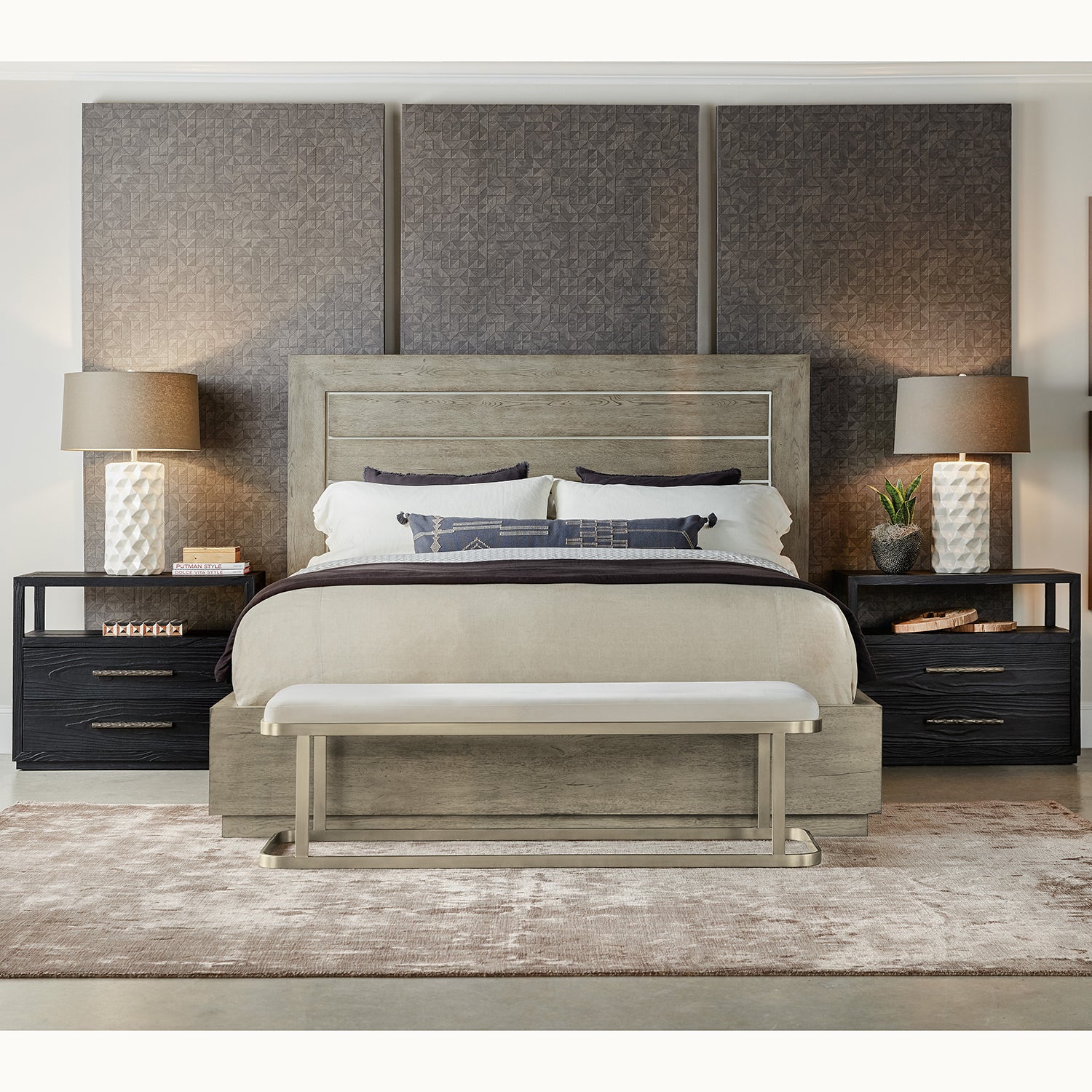 Hooker Furniture Linville Falls Shou Sugi Ban Two Drawer Nightstand