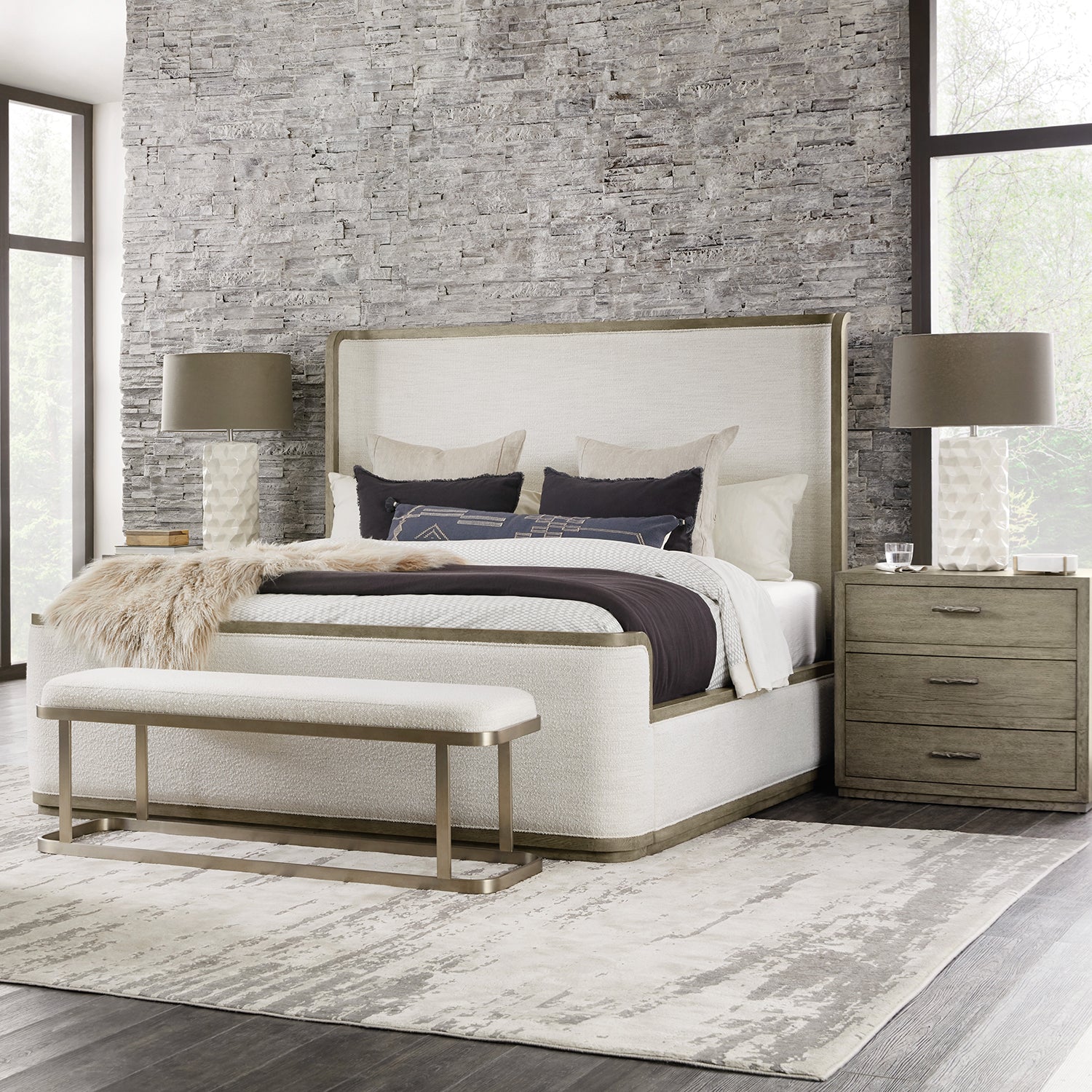 Hooker Furniture Linville Falls River Branch Upholstered Bench