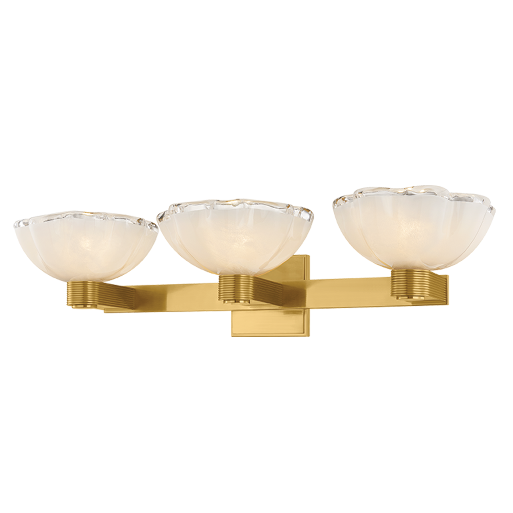 Hudson Valley Lighting Fraleigh Triple Bath and Vanity Light in Aged Brass, primary product view