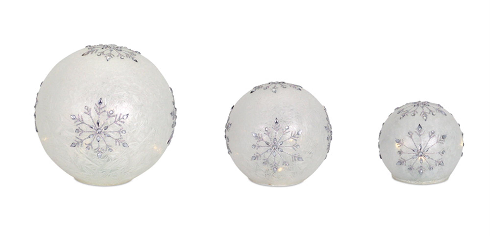 LED Frosted Snowflake Jewel Globe Set of 3