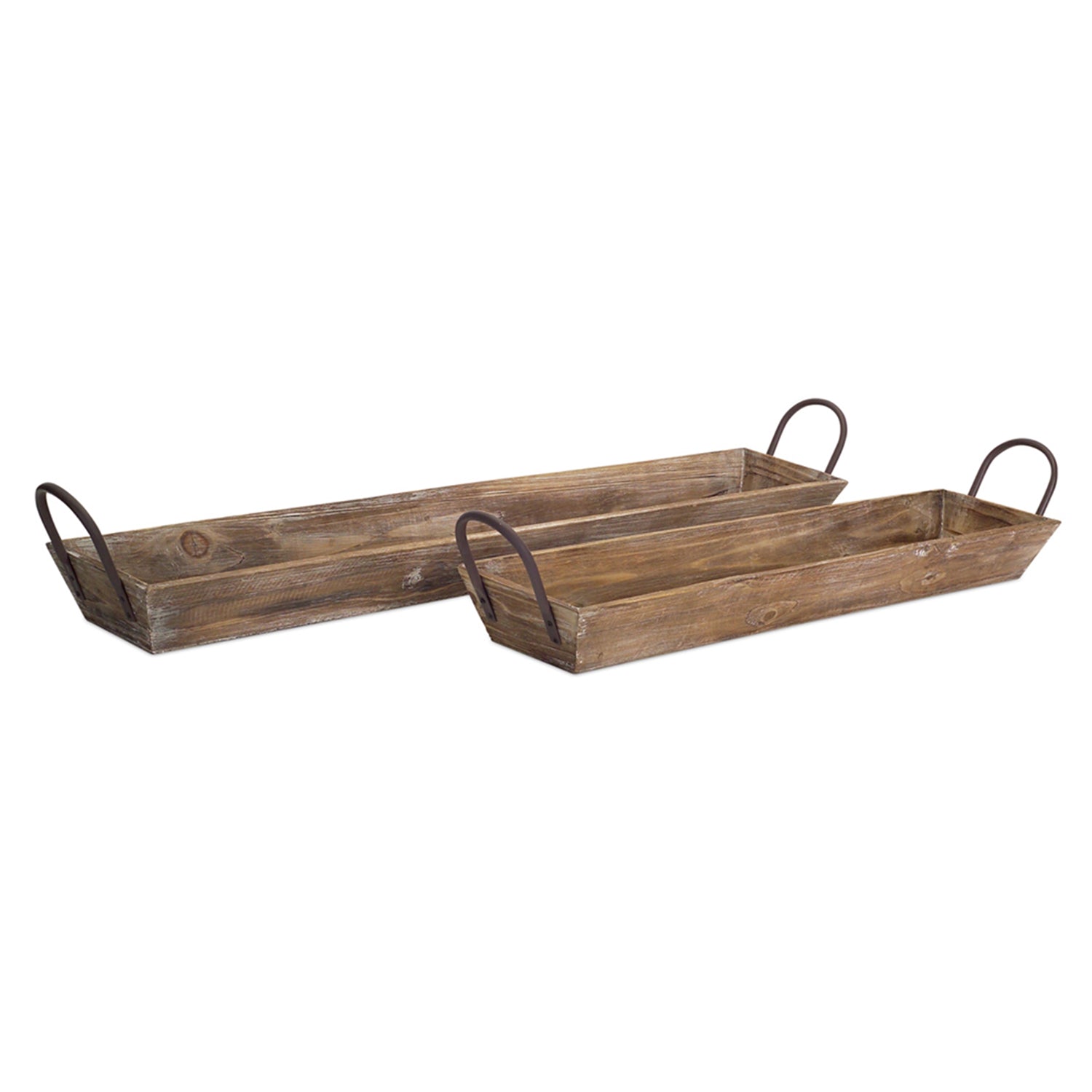 Wooden Tray with Handles Set of 2