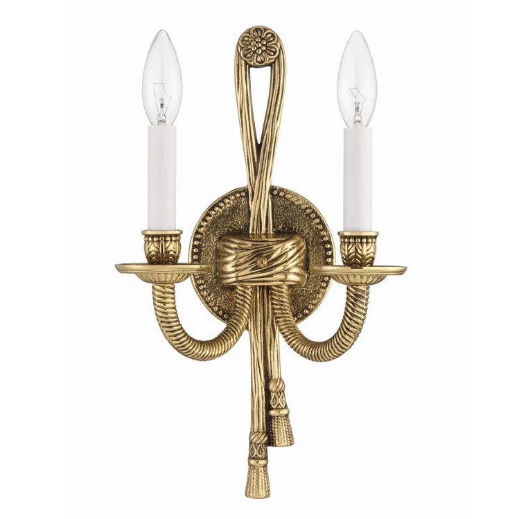 Crystorama Cast Brass 2-Light Wall Sconce