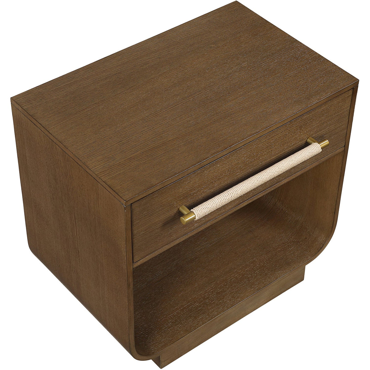 Sorell 28in Brown Rattan Handle And Solid Wood Nightstand Set of 2