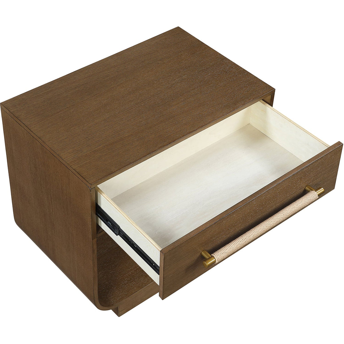 Sorell 28in Brown Rattan Handle And Solid Wood Nightstand Set of 2