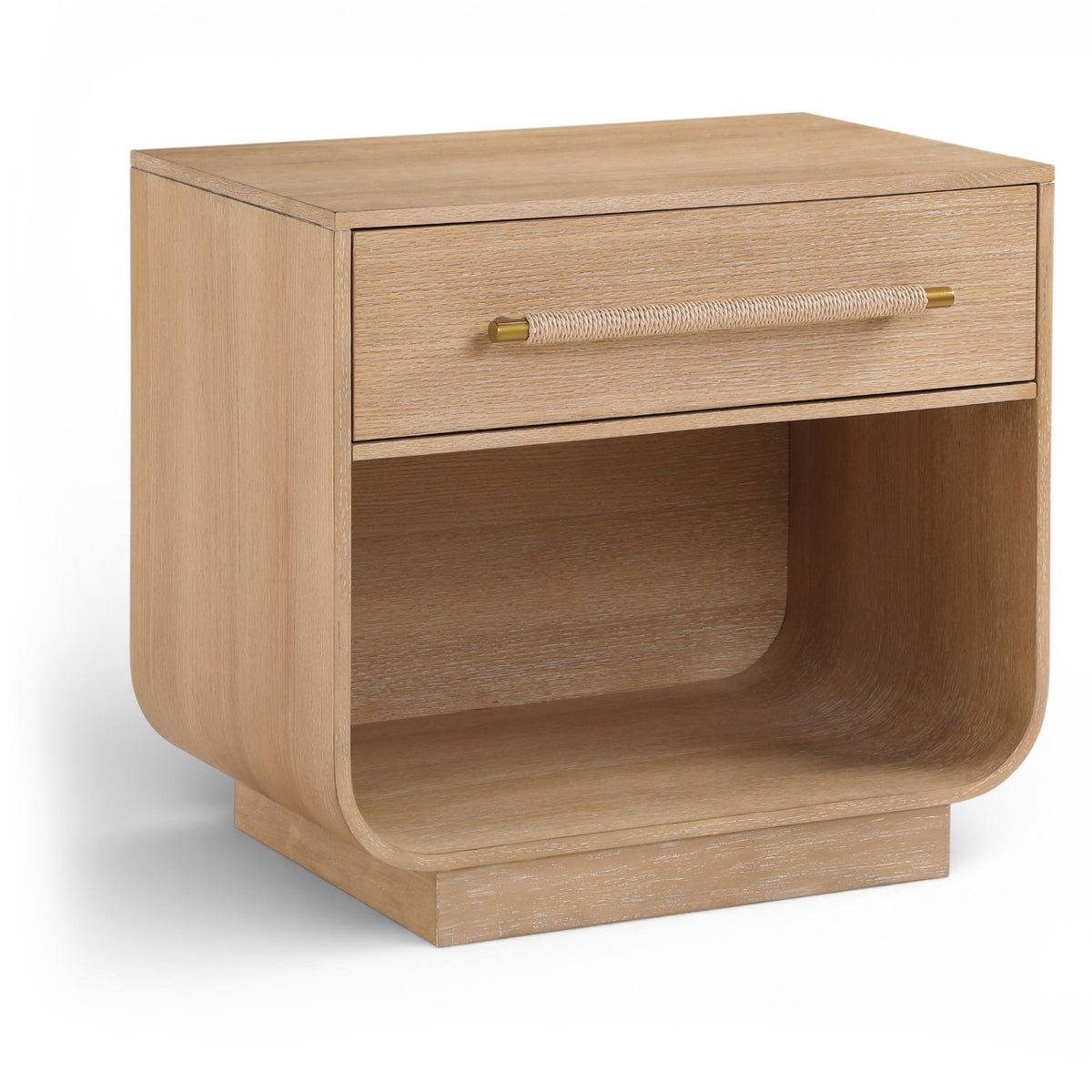Sorell 28" Natural Rattan Handle And Solid Wood Nightstand in natural wood and rattan, primary product view