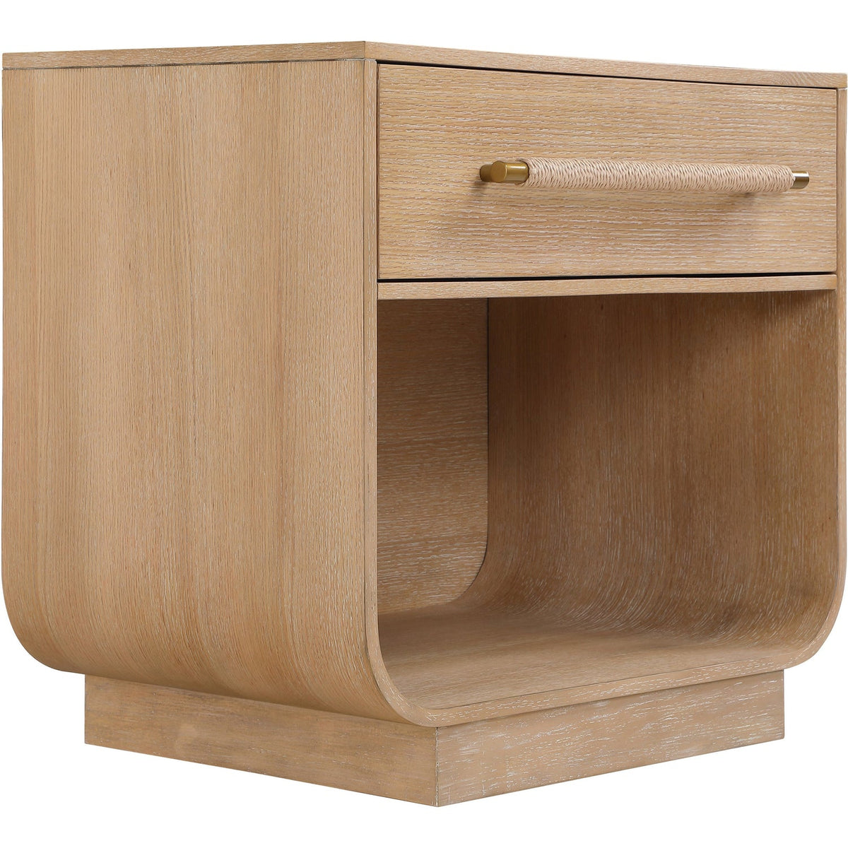 Sorell 28in Natural Rattan Handle And Solid Wood Nightstand Set of 2